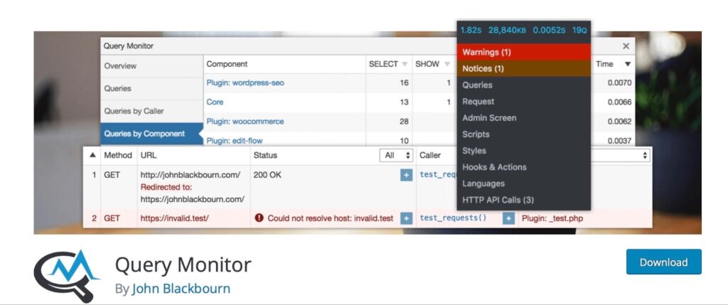 Database queries complete with filter controls