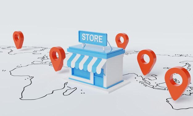 Shop with location pins