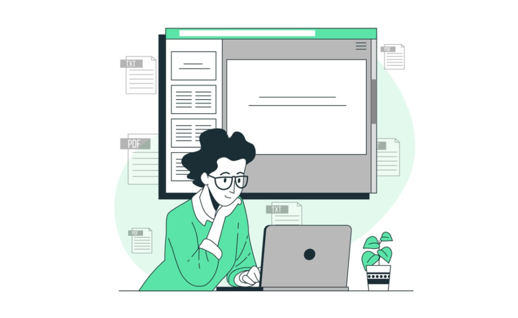A person with glasses with glasses focused on work at a computer